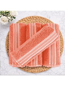 SPACES - Coral Swift Flow 100% Cotton 500 GSM Dobby Plain Premium Face Towels (Pack of 4)