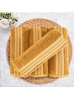 SPACES - Mustard Swift Flow 100% Cotton 500 GSM Dobby Plain Premium Face Towels (Pack of 4)