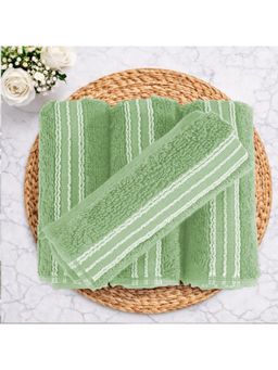 SPACES - Green Swift Flow 100% Cotton 500 GSM Dobby Plain Premium Face Towels (Pack of 4)