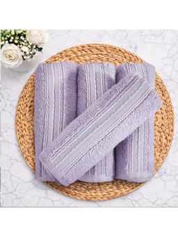 SPACES - Lavender Swift Flow 100% Cotton 500 GSM Dobby Plain Premium Face Towels (Pack of 4)