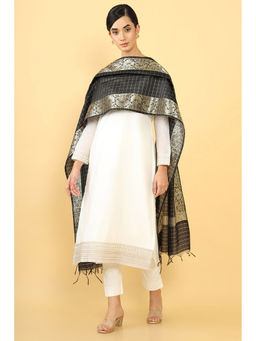 Soch - Women Maroon Chanderi Woven Dupatta