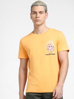 Jack & Jones - Orange Graphic Print Crew Neck T-shirt