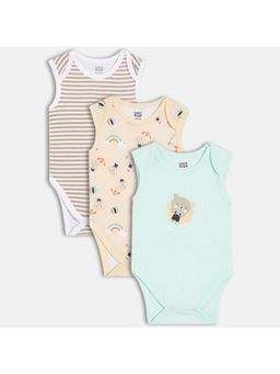MINI KLUB - Multi-Color Printed Regular Bodysuit (Pack of 3 )