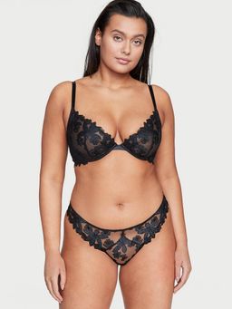 Victoria's Secret - Very Sexy Ziggy Floral Embroidery Unlined Demi Bra Black