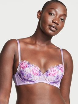 Victoria's Secret - Dream Angels Floral Embroidery Lightly Lined Demi Bra Purple