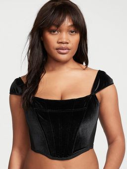 Victoria's Secret - Dream Angels Velvet Corset Bra Top Black
