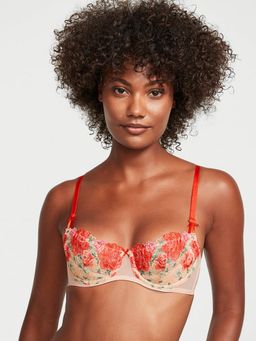 Victoria's Secret - Dream Angels Wicked Unlined Floral Embroidery Balconette Bra Beige