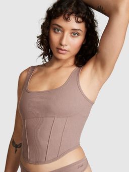 Victoria's Secret - PINK Base Cotton Corset Bra Top Brown