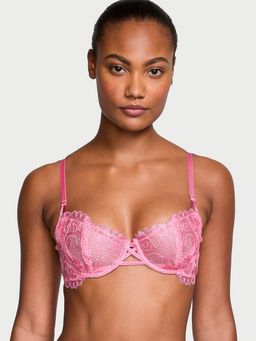 Victoria's Secret - Dream Angels Wicked Unlined Boho Floral Embroidery Balconette Bra Pink