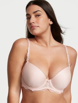 Victoria's Secret - Dream Angels Rosebud Embroidery Smooth and Lace Lightly Lined Demi Bra Pink