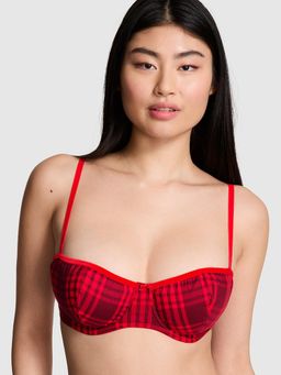 Victoria's Secret - PINK Festive Flannel Unlined Balconette Bra Red