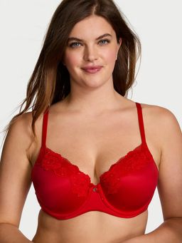 Victoria's Secret - Body Lace Trim Lightly Lined Demi Bra Red