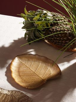 Pure Home + Living - Gold Leaf Shaped Decorative Platter - Small