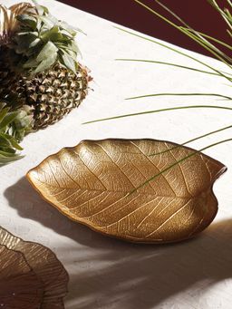 Pure Home + Living - Gold Leaf Shaped Decorative Platter - Large