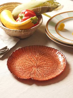 Pure Home + Living - Dark Rust Lotus Leaf Decorative Platter - Small