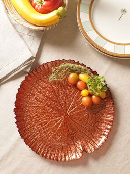 Pure Home + Living - Dark Rust Lotus Leaf Decorative Platter - Large
