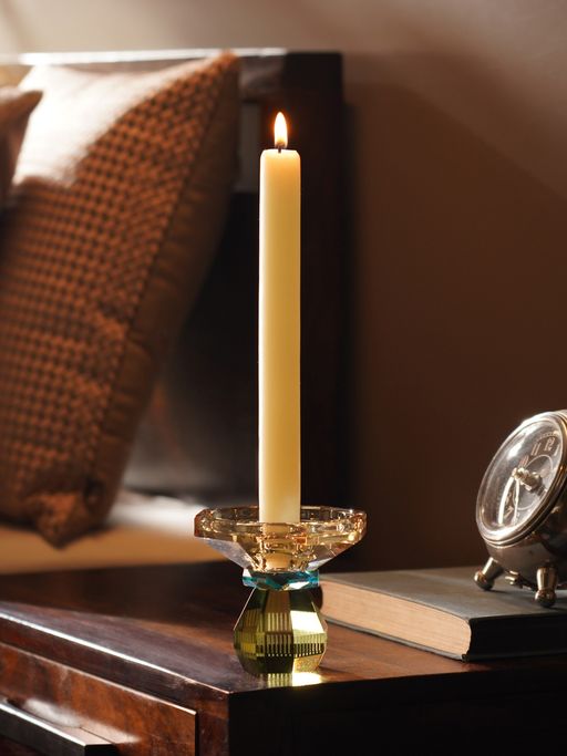 Pure Home + Living Amber & Green Glass Crystal Candle Holder