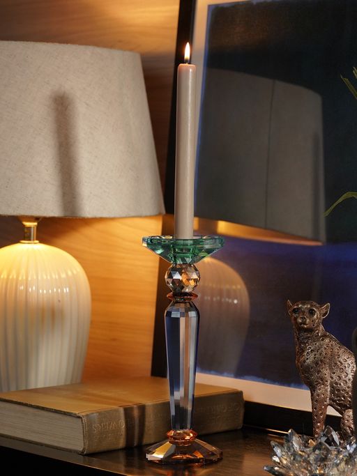 Pure Home + Living 3 Tone Cut Glass Tall Candle Holder