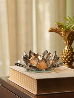 Pure Home + Living - Grey Crystal Lotus Shaped Candle Holder