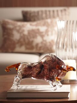 Pure Home + Living - Dark Brown Handblown Glass Bull