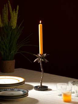 Pure Home + Living - Brown Bronze Finish Palm Tree Candle Holder