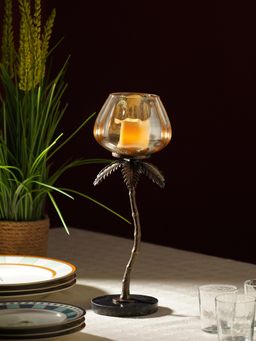 Pure Home + Living - Brown Bronze Finish Palm Tree Votive Candle Holder