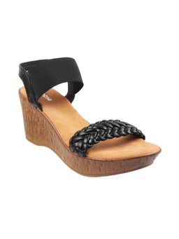 Mochi - Womens Black Platform HeelsMochi Braided Black Wedges