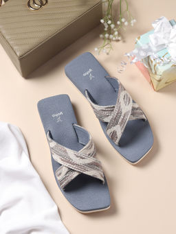 Yoho - Women Ivory & Blue EVA Stylish Everyday Sandals