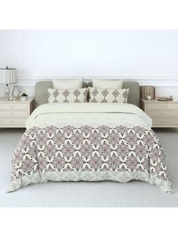 LABHAM - 180Tc Pure Cotton Ethnic Print Flat Mauve Bedsheet with 2 Pillow Covers (King)