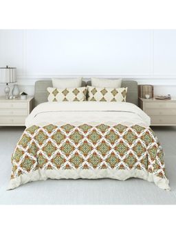 LABHAM - 180Tc Pure Cotton Ethnic Print Multi-Color Bedsheet with 2 Pillow Covers (King)