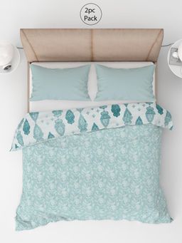 LABHAM - Pure Cambric Cotton Reversible Ethnic Print Green Dohar Single Bed Ac Blanket (Single)