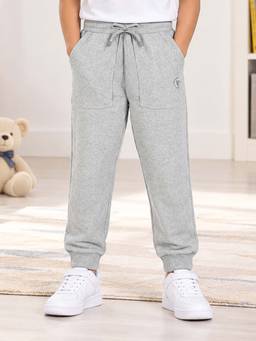 KiddoPanti - Grey Solid Fleece Joggers