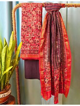 Ushvii - Maroon Ajrakh Dress Material