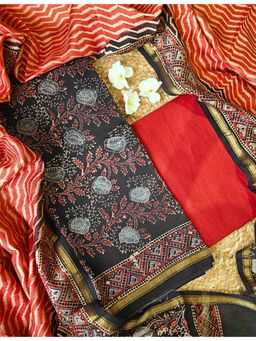 Ushvii - Black Ajrakh Dress Material