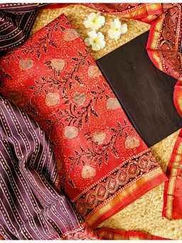 Ushvii - Red Ajrakh Dress Material