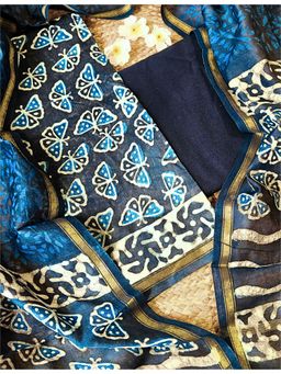 Ushvii - Indigo Dabu Dress Material