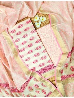 Ushvii - Pink Bagru Dress Material