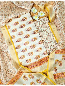 Ushvii - Mustard Bagru Dress Material