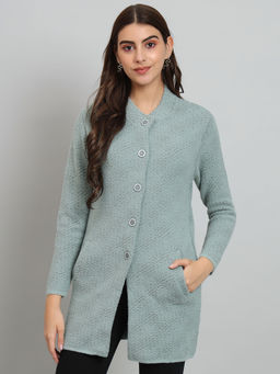 BROOWL - Women Self Design Woollen Cardigan