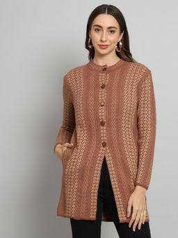 BROOWL - Women Self Design Cardigan