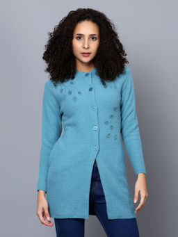 BROOWL - Womens Embroidered Woollen Cardigan