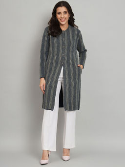 BROOWL - Womens Self Design Long Cardigan