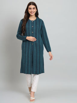 BROOWL - Womens Self Design Long Cardigan