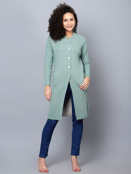 BROOWL - Womens Long Woolen Cardigan
