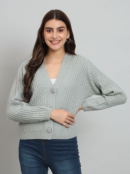 BROOWL - Womens Crop V-Neck Cardigan