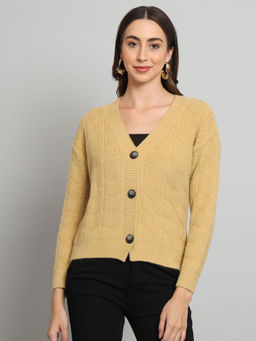 BROOWL - Womens V-Neck Crop Cardigan