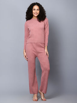 BROOWL - Womens Woollen Self Design Co-Ord (Set of 2)