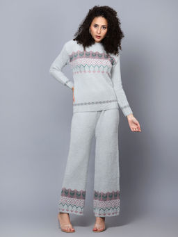 BROOWL - Women Self Design Woollen Co-Ord (Set of 2)