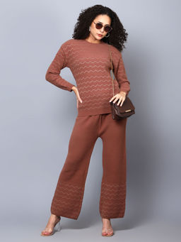 BROOWL - Womens Geometric Woollen Co-Ord (Set of 2)