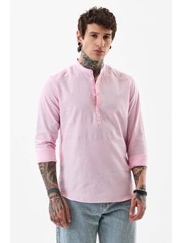 Snitch - Pink Solid Full Sleeves Slim Casual Shirt
